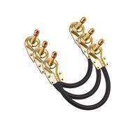 Cable de Puente para Guitarra (Paquete de 3), 6,35 mm², Cable de Efectos, Cabeza Plana, Chapado en Oro, 15 cm.