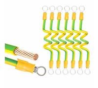 Cable De Puesta A Tierra Fotovoltaico Cable Amarillo Verde, Cable De Tierra Flexible De Cobre Sin Oxígeno Con Terminal De Anillo, Aislamiento De PVC Retardante De Llama(5.9in,5mm Hole-2.5mm²)