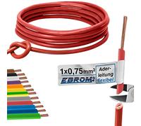 Cable de PVC flexible - H05V-K 0,75 mm² - Color: rojo 10 m/15 m/20 m/25 m/30 m/35 m/40 m/45 m/50 m/55 m/60 m hasta 100 m a elegir