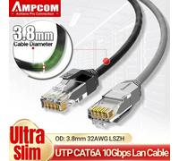 Cable de red AMPCOM Ultra Slim Cat6a, 3,8mm LSZH UTP RJ45, Red de Internet LAN, cables de alta velocidad para router módem PC Cat6a Orange