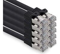 Cable de red Cat. 7, cable de conexión Ethernet, cable de red CAT.7, S-FTP, PIMF, LSZH, compatible con CAT5e, CAT5, CAT6, CAT8, 10 Gb Negro - 10 piezas 0,25 m