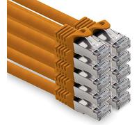 Cable de red Cat. 7, cable de conexión Ethernet, cable de red CAT.7, S-FTP, PIMF, LSZH, compatible con CAT5e, CAT5, CAT6, CAT8, 10 Gb Naranja - 10 piezas 3 m