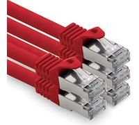 Cable de red Cat. 7, cable de conexión Ethernet, cable de red CAT.7, S-FTP, PIMF, LSZH, compatible con CAT5e, CAT5, CAT6, CAT8, 10 Gb Rojo - 5 piezas 5 m
