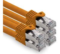 Cable de red Cat. 7, cable de conexión Ethernet, cable de red CAT.7, S-FTP, PIMF, LSZH, compatible con CAT5e, CAT5, CAT6, CAT8, 10 Gb Naranja - 5 piezas 7,5 m