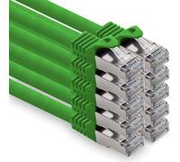 Cable de red Cat. 7, cable de conexión Ethernet, cable de red CAT.7, S-FTP, PIMF, LSZH, compatible con CAT5e, CAT5, CAT6, CAT8, 10 Gb verde - 10 unidades 0,25 m