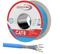 RedStar24 CAT 8 Cable Ethernet 100m - Cable de Red CAT8.1 LAN Cobre Cable de Datos CAT.8 Gigabit S/FTP Categoria 8, Libre de Halógenos PIMF PoE 40Gbit Conexión de Red, RoHS, AWG 22/1, 100 Metros