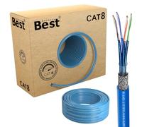 Cable de red CAT 8 de 100 m, instalación S/FTP, 40 Gbit/s, Cat 8, cobre puro, LAN, PoE++ LSZH, Simplex