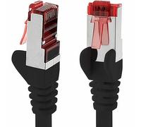 Cable de red Cat6 1x 10m CAT6 - blindaje SFTP - Cable de conexión CAT.6 RJ45 Cable Ethernet DSL LAN router conmutador módem panel de conexión - negro - 1 pieza