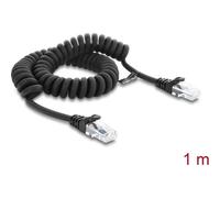 Cable de Red Delock RJ50 Espiral 1 m Negro Cat.5e