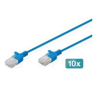 Cable de Red Digitus CAT6 U/UTP Slim 1m Azul 10 Unidades