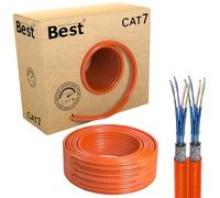 Cable de red dúplex CAT 7, 50 m, cable de red LAN de cobre, cable Ethernet S/FTP 10 Gbps, Cat7, cobre puro, cable de datos PoE+ LSZH