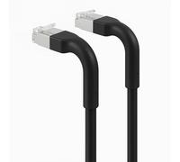 Cable de red Ethernet Cat.6A Slim 0,2 m, Patch Cable U/FTP RJ45 macho/macho, 100% cobre, 32AWG, alta velocidad 10 Gbit/s, funda PVC flexible, cable Internet ultrarrápido negro