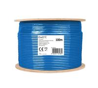 Cable de red Ewent IM1223 Cat6A 100m U/UTP Azul LSZH Eca PoE cobre sólido 500MHz