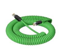 Cable de red industrial RJ45 de 8 pines, cable de señal retráctil en espiral a cadena de remolque Gigabit Cat6A con doble blindaje y resorte.(Green,20m)