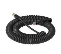 Cable de red industrial RJ45 de 8 pines, cable de señal retráctil en espiral a cadena de remolque Gigabit Cat6A con doble blindaje y resorte.(Black,3.0m)