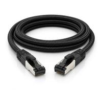 Cable de red negro de algodón Cat 6a, 2 m, color negro, 1 pieza cable de red de tela de algodón Cat 6 a cable Rj 45 LAN Ethernet 500 Mhz 10 Gb s - 1 x 2 m