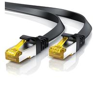 Cable de red plano CAT 7, 30 m, cable Ethernet, Gigabit Lan 10 Gbit s, cable de conexión, cable plano, cable de instalación, cable crudo Cat.7, blindaje U FTP PIMF con conector RJ 45, módem Switch