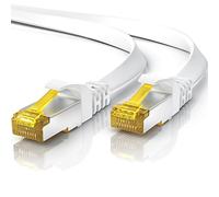 Cable de red plano CAT 7, 5 m, cable Ethernet, Gigabit Lan 10 Gbit s, cable de conexión, cable plano, cable de instalación, cable crudo Cat.7, blindaje U FTP PIMF con conector RJ 45, módem Switch