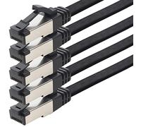 Cable de red plano Cat 8, 1 m, 40 Gigabit, cable de red Ethernet LAN, 40 Gbit/s, 2000 MHz, cable Cat8, cable LSZH TPE PIMF Rj45, 5 unidades - 1 m