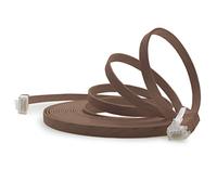 Cable de red plano Cat6, 1 m, color marrón, 1 unidad, cable de red plano Cat6, cable de conexión Cat 6, cable de conexión 1000 Mbit/s, Gigabit LAN (RJ45), plano, Slim Micro