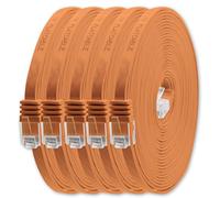 Cable de red plano Cat6, 1 m, color naranja, 5 unidades, cable plano Cat6, cable de conexión Cat 6, cable de conexión 1000 Mbit/s, Gigabit LAN (RJ45), plano, Slim Micro