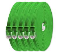 1aTTack.de Cable de red plano Cat6, 1 m, color verde, 5 unidades, Cat6, cable de conexión ultra plano, Cat 6, 1000 Mbit/s, Gigabit LAN (RJ45), plano Slim Micro