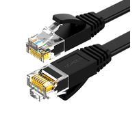 Cable de red plano, latiguillo RJ45 LAN Ethernet Cat. 6, 2 m, negro