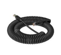 Cable de Red RJ45 de 8 Pines de Grado Industrial, Cable de señal en Espiral retráctil a Cadena de Arrastre Gigabit Cat6A, Cable de Resorte con Doble blindaje(Black,1.5m)