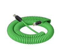 Cable de Red RJ45 de 8 Pines de Grado Industrial, Cable de señal en Espiral retráctil a Cadena de Arrastre Gigabit Cat6A, Cable de Resorte con Doble blindaje(Green,1.5m)