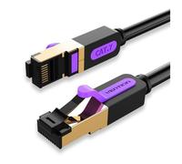 Cable de red Vention ICDBG Cat7 1.5m Negro S/FTP RJ45 Chapado Oro 10Gbps 600MHz