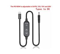Cable de Refuerzo de CC Tipo C A CC, Convertidor de Refuerzo Ajustable de 5 V/9 V/12 V/15 V/20 V, Cable Disparador PD100W, Adaptador USB A CC.