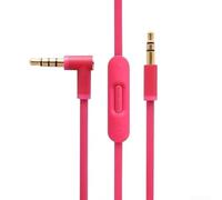 Cable de repuesto de 3,5 mm con micrófono para auriculares Solo 2 3 Studio 2 3 PRO, conectores chapados en oro, capa exterior de TPE (rojo rosa)
