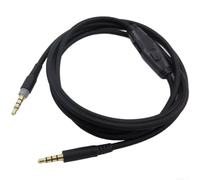 Cable de repuesto de nailon chapado en oro de 3,5 mm para cable de audio trenzado de 1,5 m, cobre OFC, conector jack de 3,5 mm, negro, 2 m, cable de auriculares para videojuegos, cable de extensión de