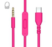 Cable de repuesto USB-C a jack de 3,5 mm Aux cable de audio con micrófono en línea y control de volumen, compatible con Beats by Dr Dre Solo2/Solo3/Solo Pro, Studio2/Studio3/Studio Pro (rosa)