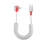 Cable de resorte de carga rápida PD100W, dos conectores tipo C, puerto de carga en ángulo de 90°, salida de corriente segura, dos bobinas de resorte tipo C, cable de datos