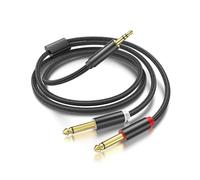 Cable de ruptura mono de 3,5 mm 1/8 TRS a doble 6,35 mm 1/4 TS Mono Breakout adaptador de cable estéreo divisor en Y compatible con iPhone, iPod, tarjeta de sonido de computadora, reproductor de CD,