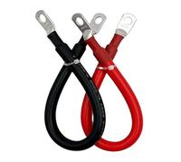 Cable de silicona muy suave M8 negro y rojo for automoción con terminal de anillo M6 M8 M10 0 2 4 6 8 AWG negro rojo for inversor de energía solar de coche(80CM,0 AWG)