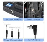 Cable de sincronización intermitente profesional con resorte, cableado flexible de PVC con adaptadores de PC moldeados precisos, cable en espiral extendido, cable de sincronización de PC de bloqueo