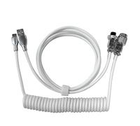 Cable de teclado en espiral, cable de teclado mecánico de tipo C a USB A de 1,8 m, cable USB C para teclado de juegos con aviador metálico desmontable (blanco)