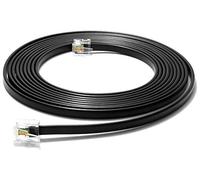 Cable de teléfono de calidad premium de 15 pies, RJ11 macho a macho 6P4C cable de línea de teléfono fabricado en Estados Unidos por Retail&Bulk (15 pies, negro)