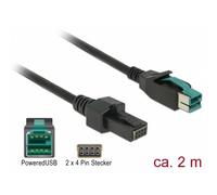 Cable de transmisión DeLOCK PoweredUSB 12V Negro 2 m
