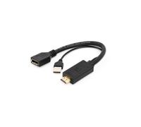 Cable de video y adaptador GEMBIRD - HDMI Tipo A (Estándar) a DisplayPort + USB Tipo-A - 0,1 m - Negro