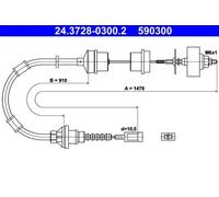 Cable del embrague 24.3728-0300.2 ATE para PEUGEOT CITROËN FIAT
