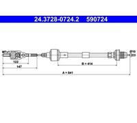 Cable del embrague 24.3728-0724.2 ATE para OPEL CORSA B