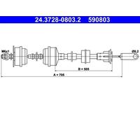 Cable del embrague 24.3728-0803.2 ATE para PEUGEOT 205 I 205 II 309 I