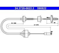ATE Cable de accionamiento, accionamiento del embrague para PEUGEOT: 306 (Ref: 24.3728-0822.2)