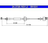 Cable del embrague 24.3728-1031.2 ATE para DACIA RENAULT