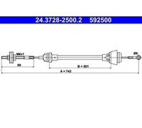 Cable del embrague 24.3728-2500.2 ATE para SKODA VW
