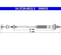 ATE Cable de embrague 24.3728-0832.2 para PEUGEOT 206