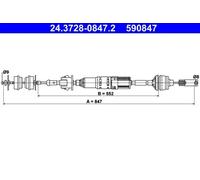 ATE 24.3728-0847.2 Cable de embrague